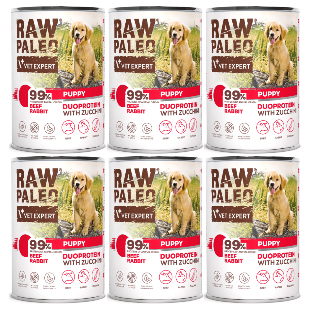 VetExpert Raw Paleo królik, wołowina puppy 400 g × 6