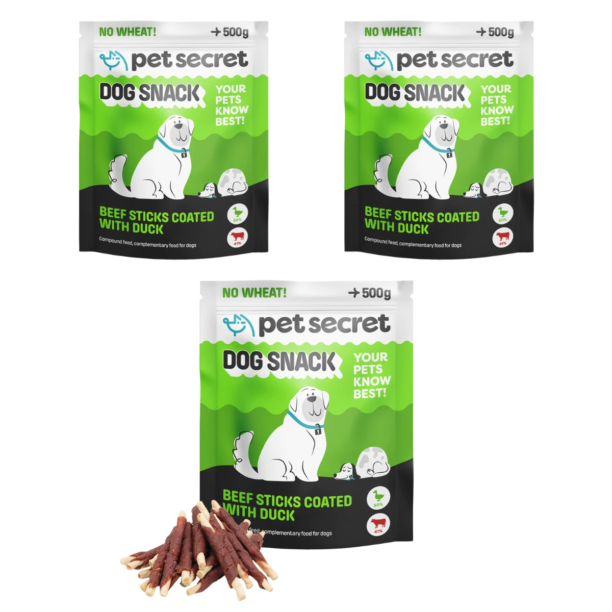 Pet Secret kaczka, wołowina 500 g × 3