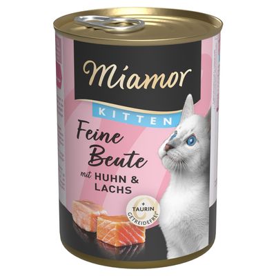 Miamor Feine Beute kurczak, łosoś kitten 400 g × 24