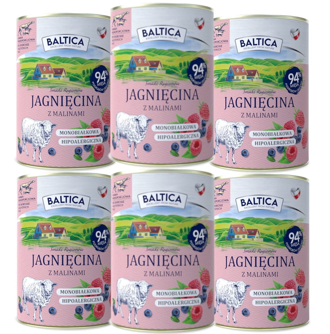 Baltica Smaki Regionów jagnięcina z malinami adult 400 g × 6