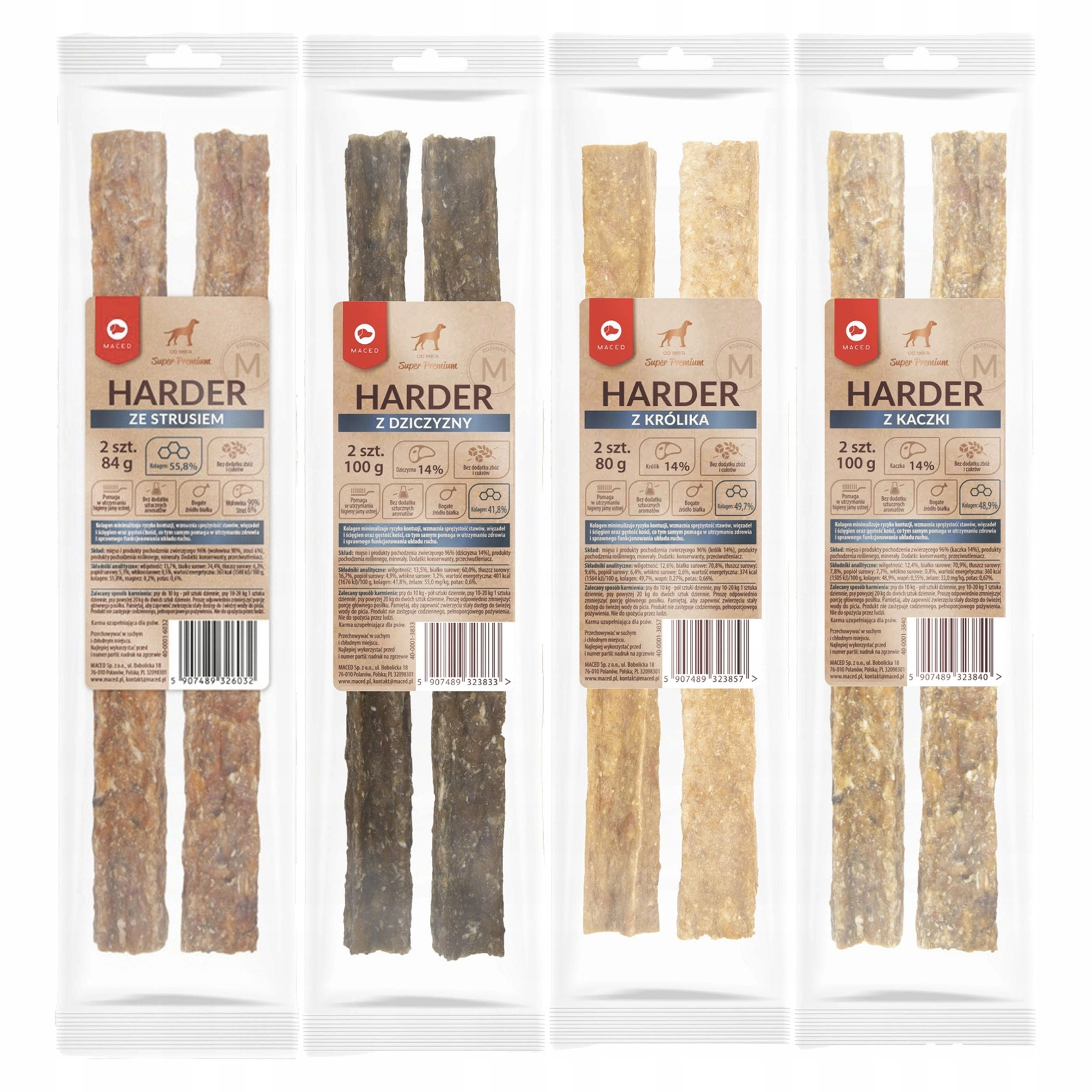 Maced Harder dziczyzna, kaczka, królik, struś 100 g × 4