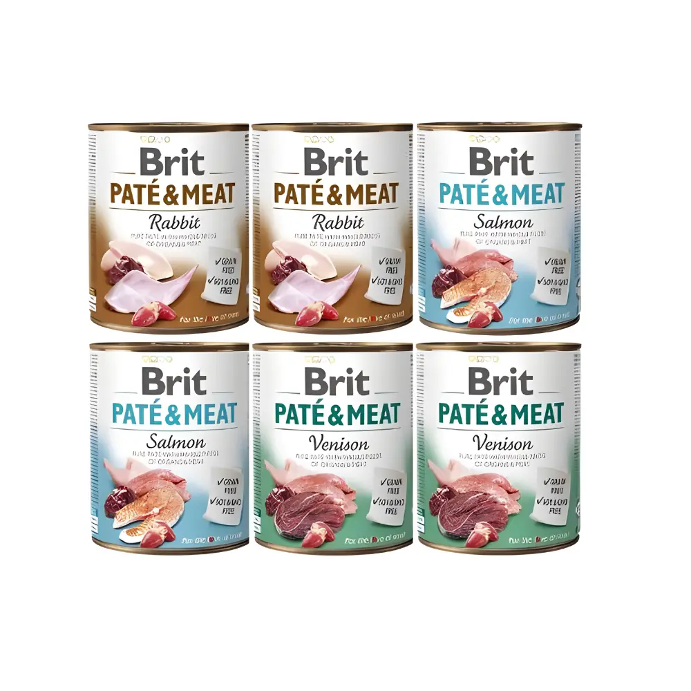 Brit Pate & Meat dziczyzna, indyk, kaczka, królik, wołowina, łosoś adult 800 g × 6
