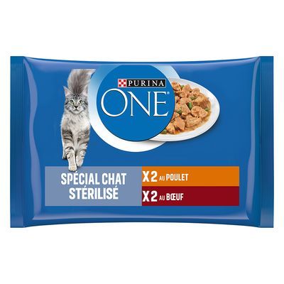 Purina ONE Sterilised kurczak, wołowina w sosie adult 85 g × 4