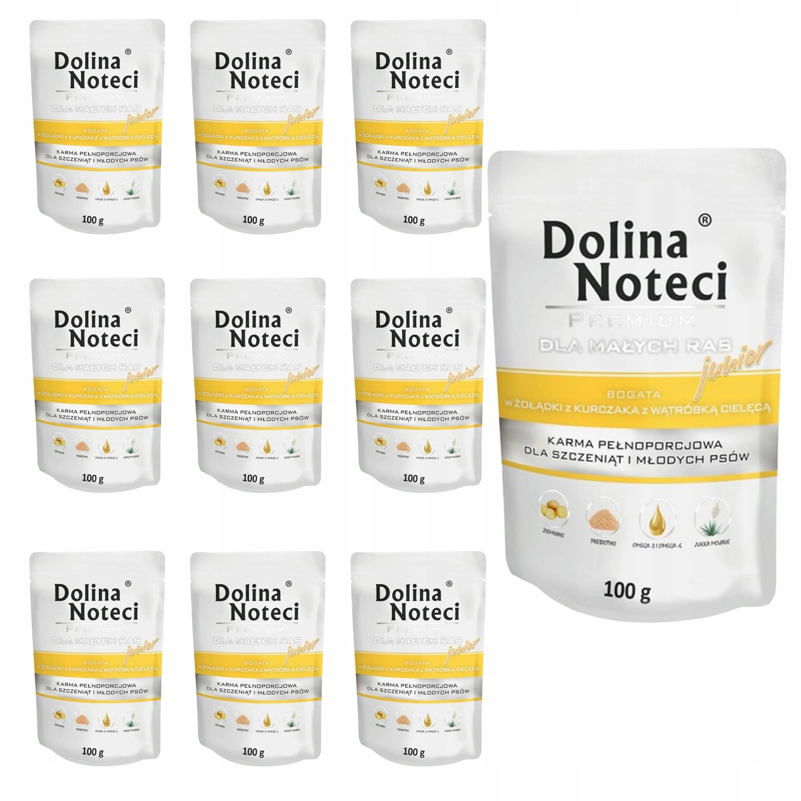 Dolina Noteci Premium cielęcina, kurczak junior 100 g × 10