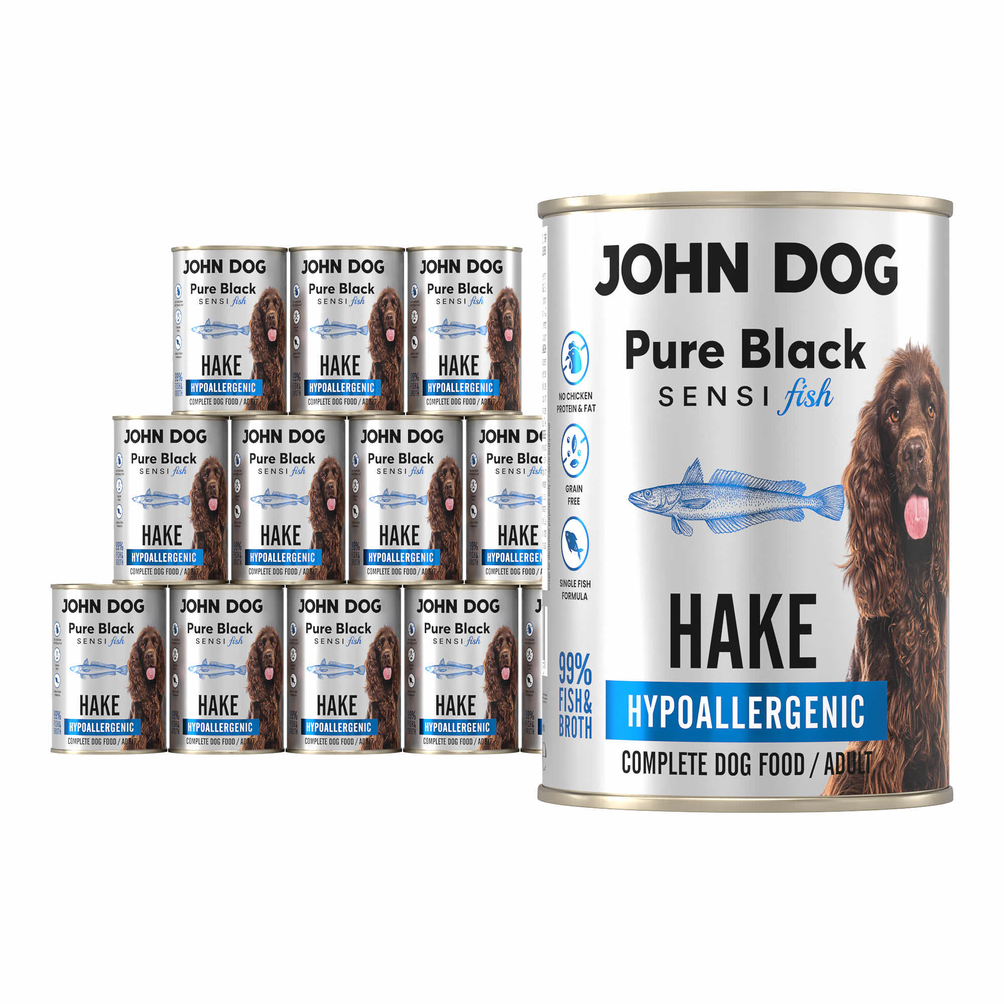 John Dog Pure Black morszczuk adult 400 g × 12