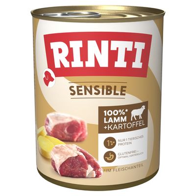 Rinti Sensible jagnięcina z ziemniakami adult 800 g × 24