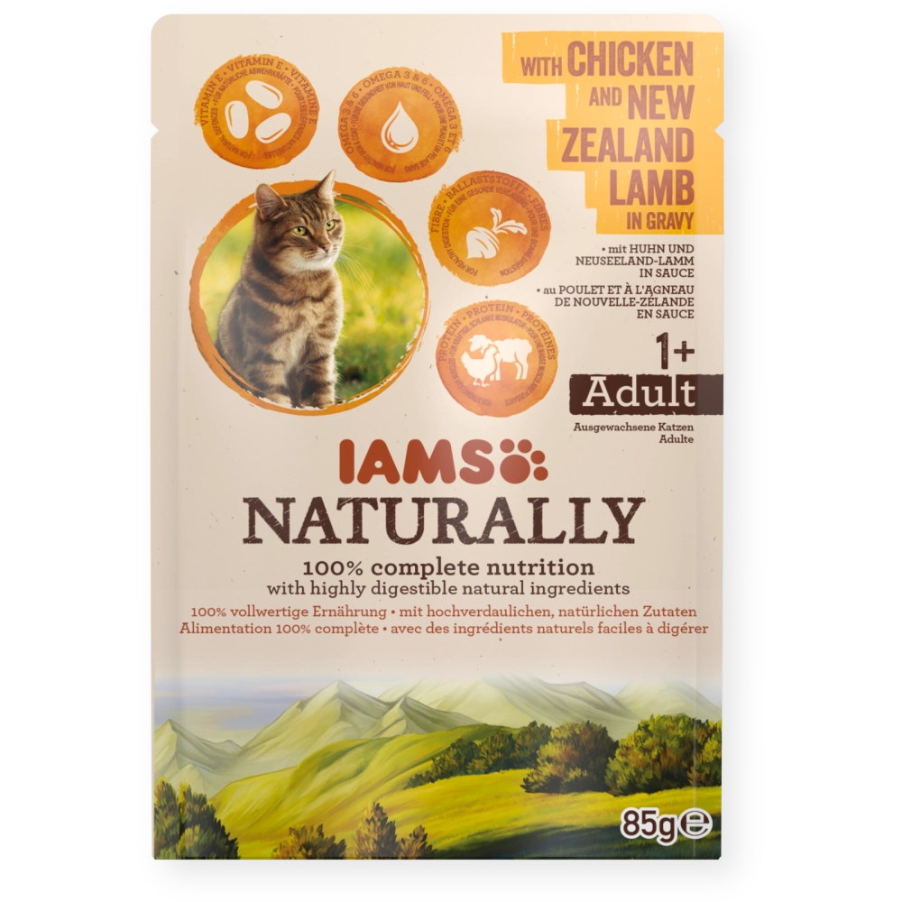 IAMS Naturally jagnięcina, kurczak w sosie adult 85 g