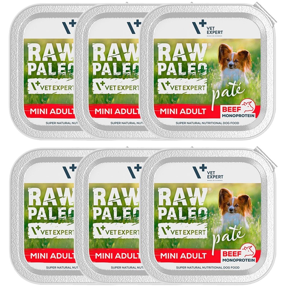 VetExpert Raw Paleo wołowina adult małe rasy 150 g × 6