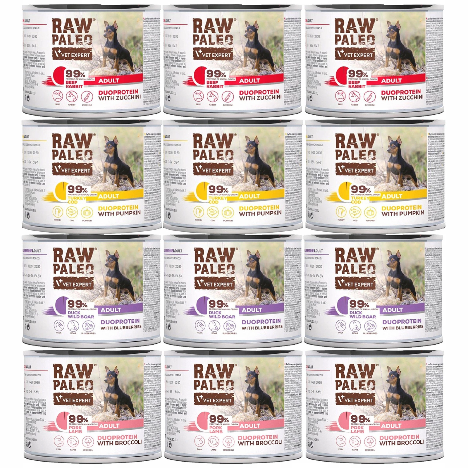 VetExpert Raw Paleo Duoprotein adult 200 g × 12