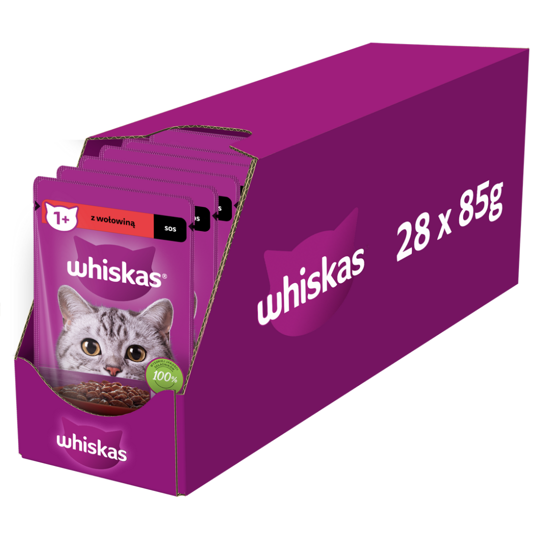 Whiskas wołowina w sosie adult 85 g × 28