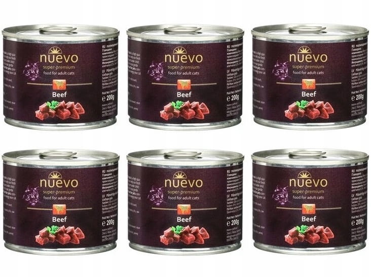 Nuevo Super Premium wołowina kawałki adult 200 g × 6
