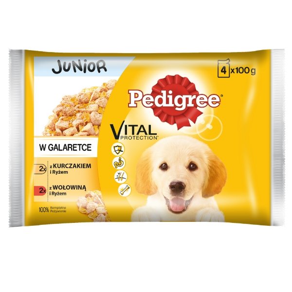 Pedigree drób, jagnięcina, kurczak, wołowina, wątróbka junior 100 g × 4