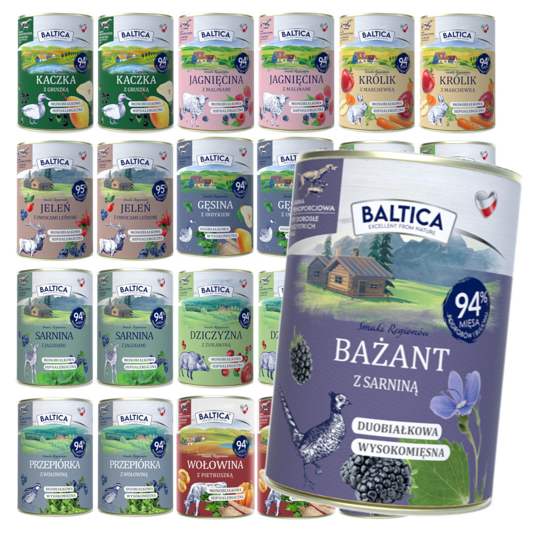 Baltica mix 12 smaków z gruszką, jabłkiem, jeżyną, maliną, marchewką, owocami leśnymi, pietruszką, żurawiną 400 g × 24