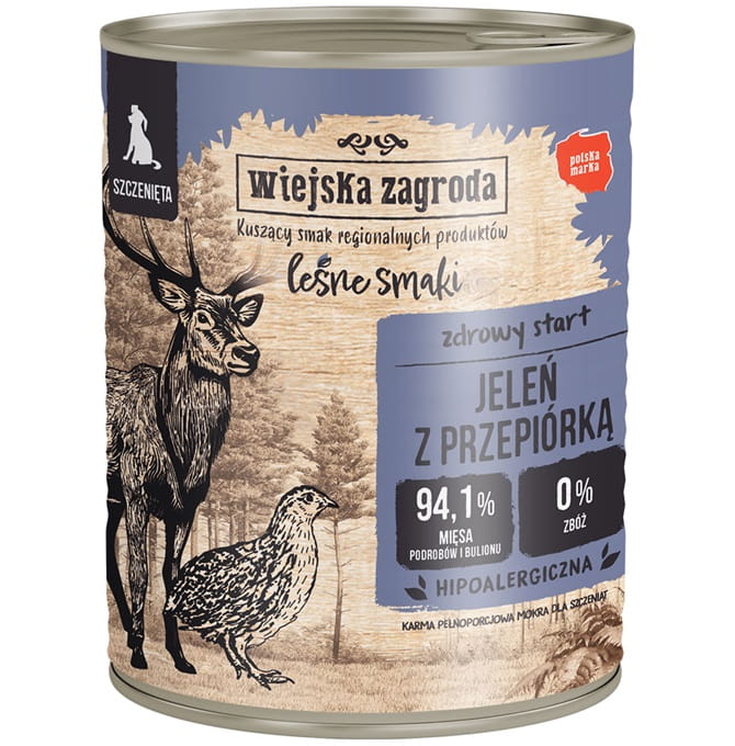 Wiejska Zagroda Leśne Smaki jeleń, przepiórka junior 800 g