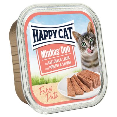 Happy Cat Minkas Duo drób, łosoś pasztet 100 g × 16