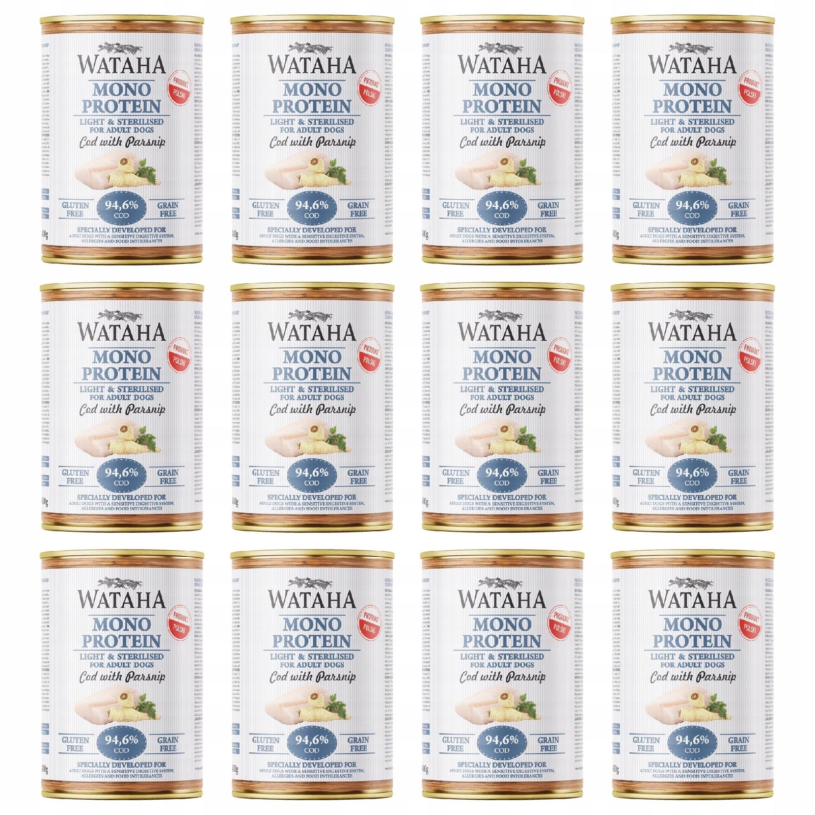 Wataha Mono Light&Sterilised dorsz adult 400 g × 12