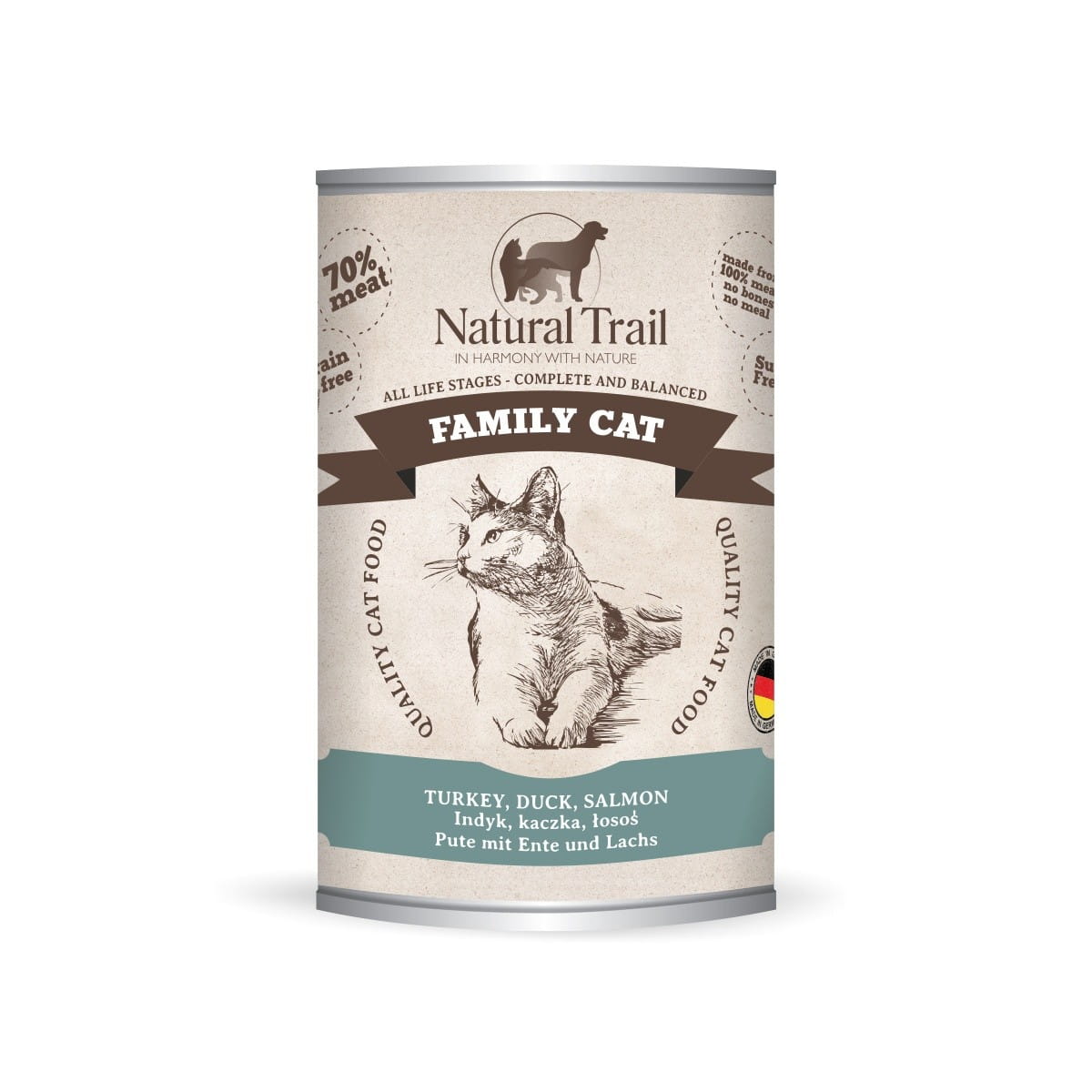 Natural Trail Family Cat indyk, kaczka, łosoś pasztet 400 g
