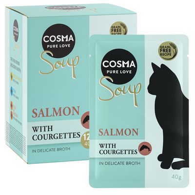Cosma Soup Indoor łosoś z cukinią, marchew w bulionie adult 40 g × 12