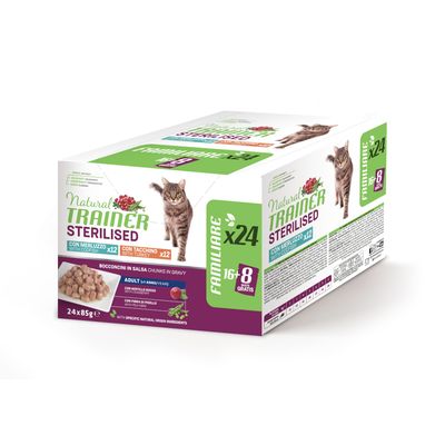 Trainer Natural Sterilised mix smaków w sosie adult 85 g × 24