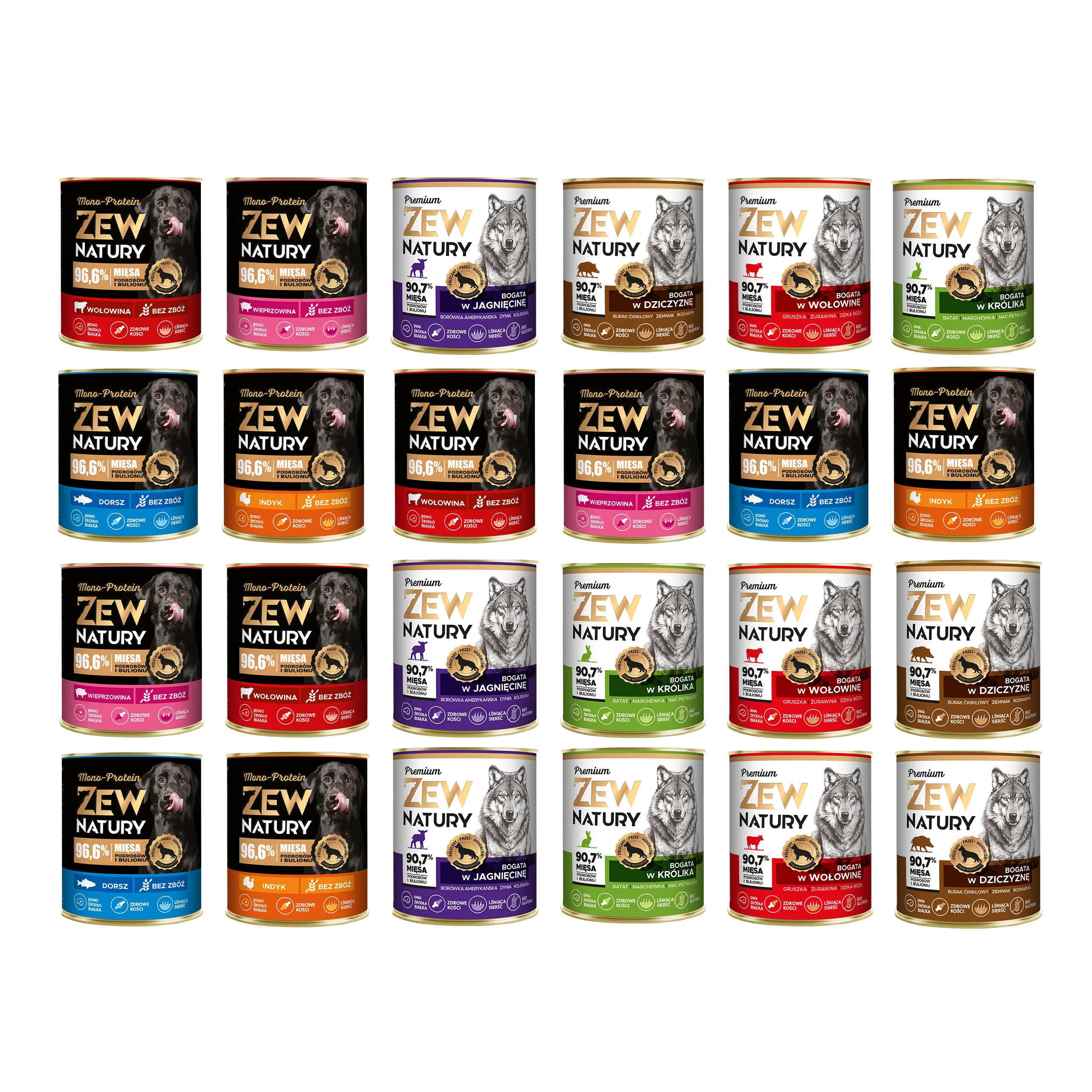 Zew Natury Premium dorsz, dziczyzna, indyk, jagnięcina, królik, wieprzowina, wołowina 800 g × 24