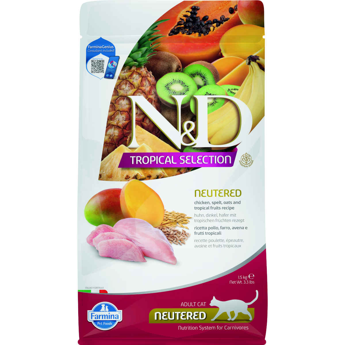 Farmina N&D Tropical Sterilised kurczak adult 1,5 kg