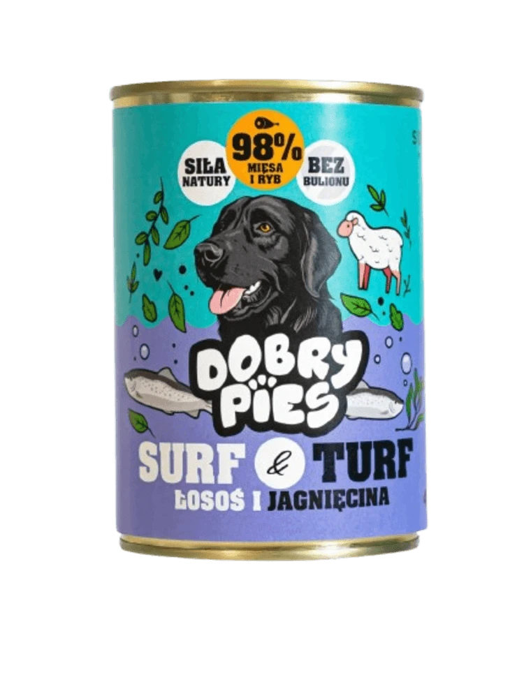Dobry Pies Surf & Turf łosoś, jagnięcina adult 400 g