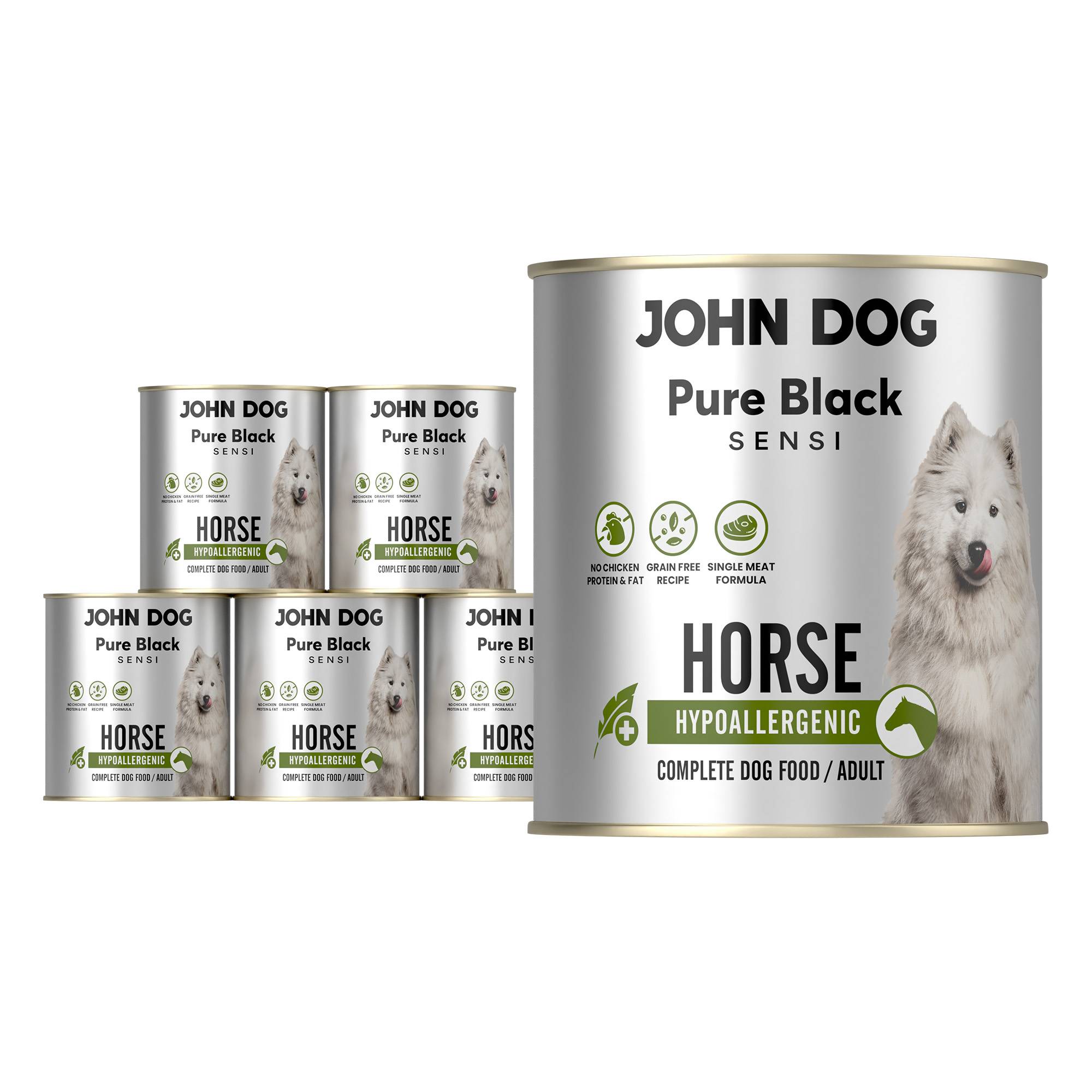 John Dog Pure Black Sensi konina 800 g × 6