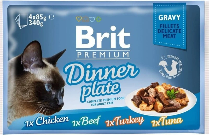 Brit Premium Dinner plate mix smaków w sosie adult 85 g × 4