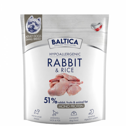 Baltica Monoprotein królik z ryżem adult małe rasy 1 kg