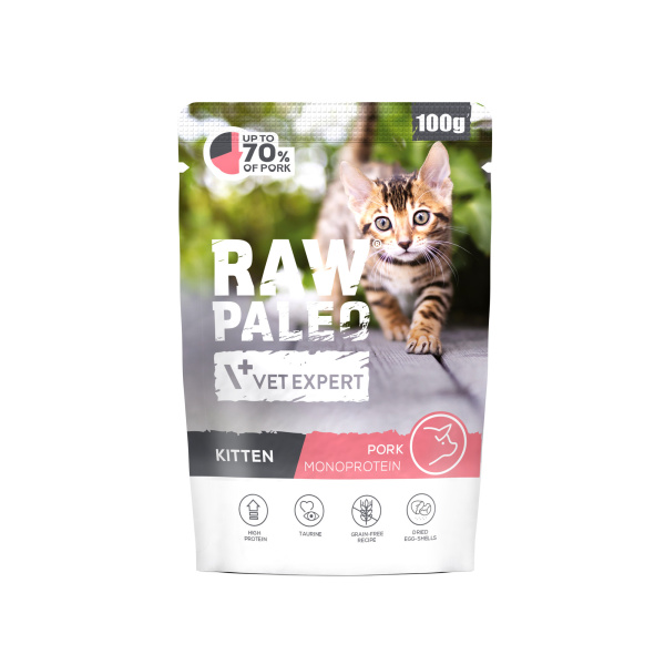VetExpert Raw Paleo Digestive Sensitive wieprzowina kitten 100 g