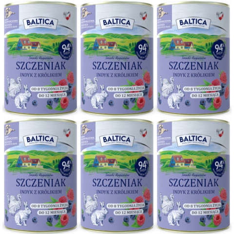 Baltica indyk, królik puppy 400 g × 6