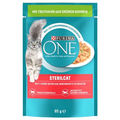 Purina ONE Sterilised indyk z zieloną fasolką w sosie adult 85 g × 26