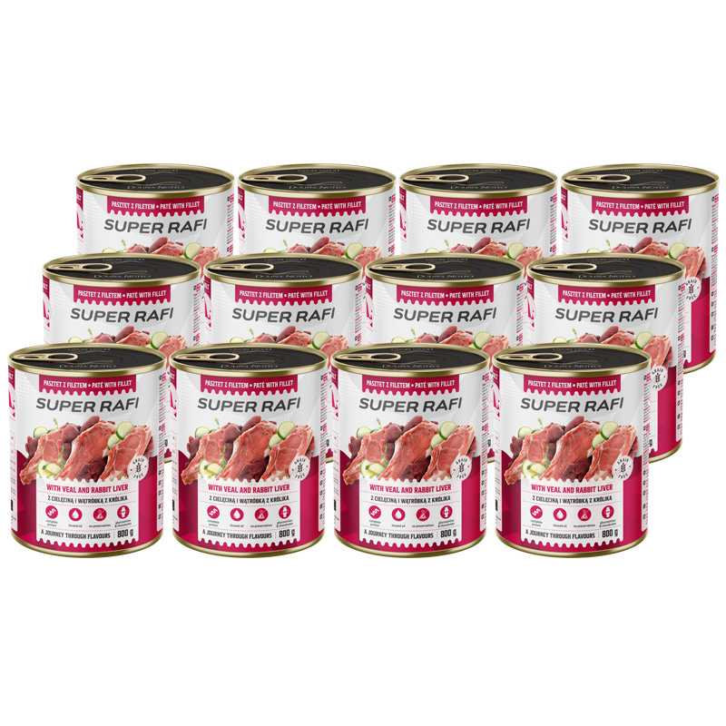 Rafi Super Rafi cielęcina, królik adult 800 g × 12