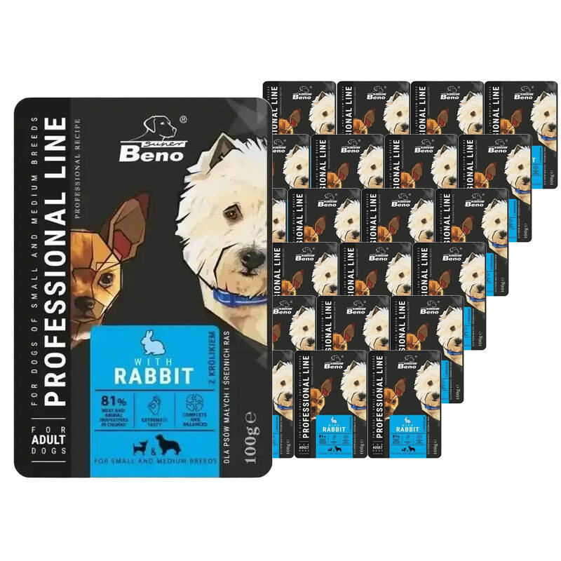 Super Beno Professional Line królik adult małe i średnie rasy 100 g × 24