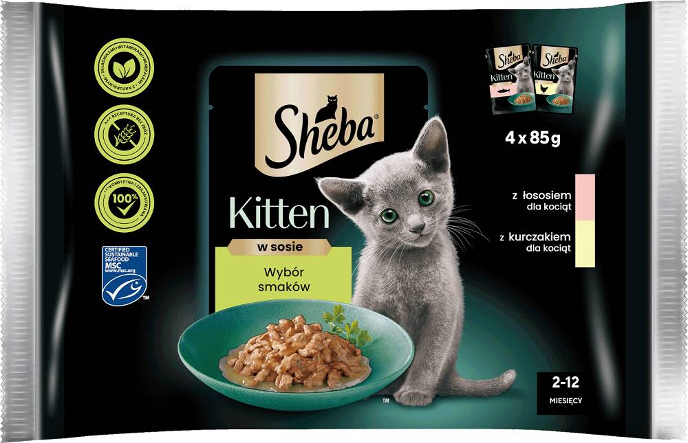 Sheba Kitten mix smaków w sosie kitten 85 g × 4