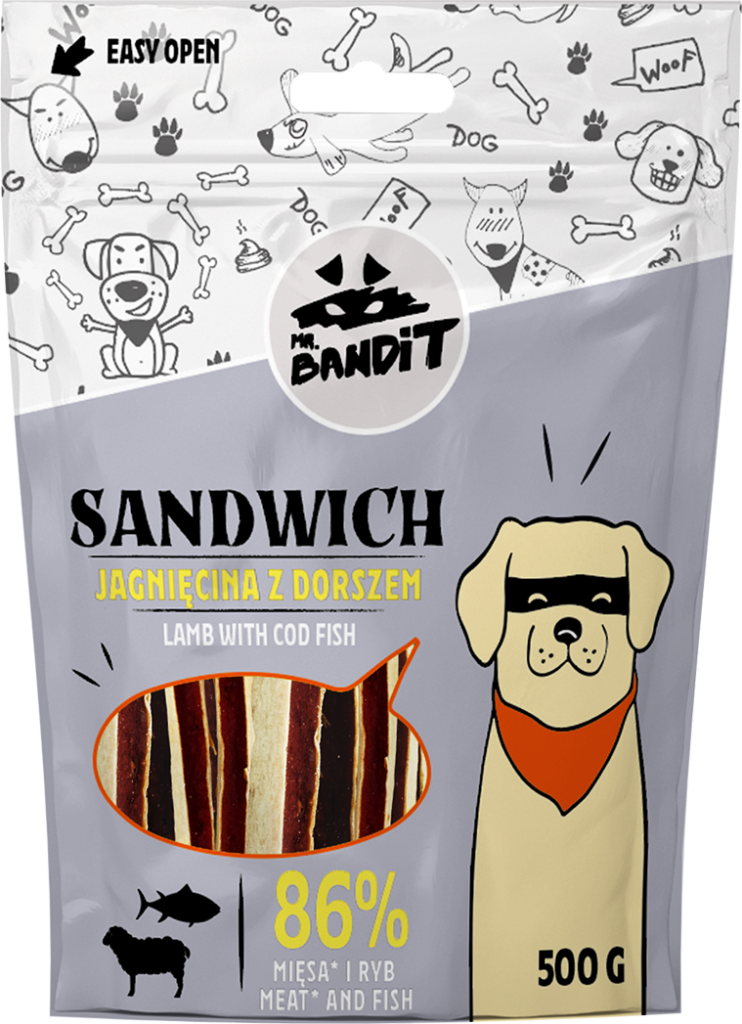 Mr. Bandit Sandwich dorsz, jagnięcina 500 g