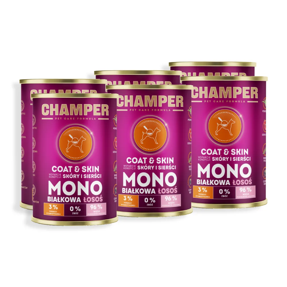 Champer Coat & Skin łosoś adult 400 g × 6