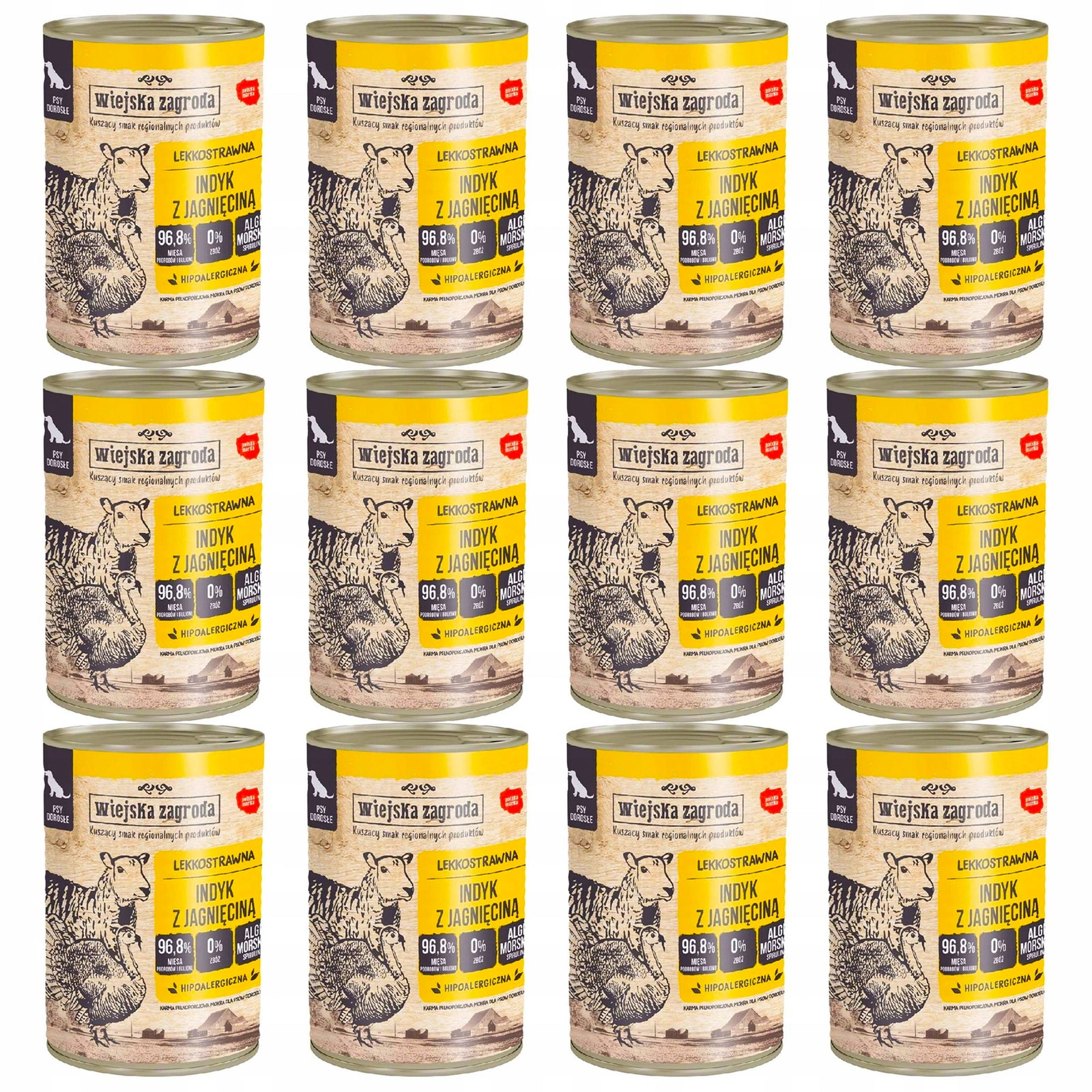 Wiejska Zagroda indyk, jagnięcina 400 g × 12