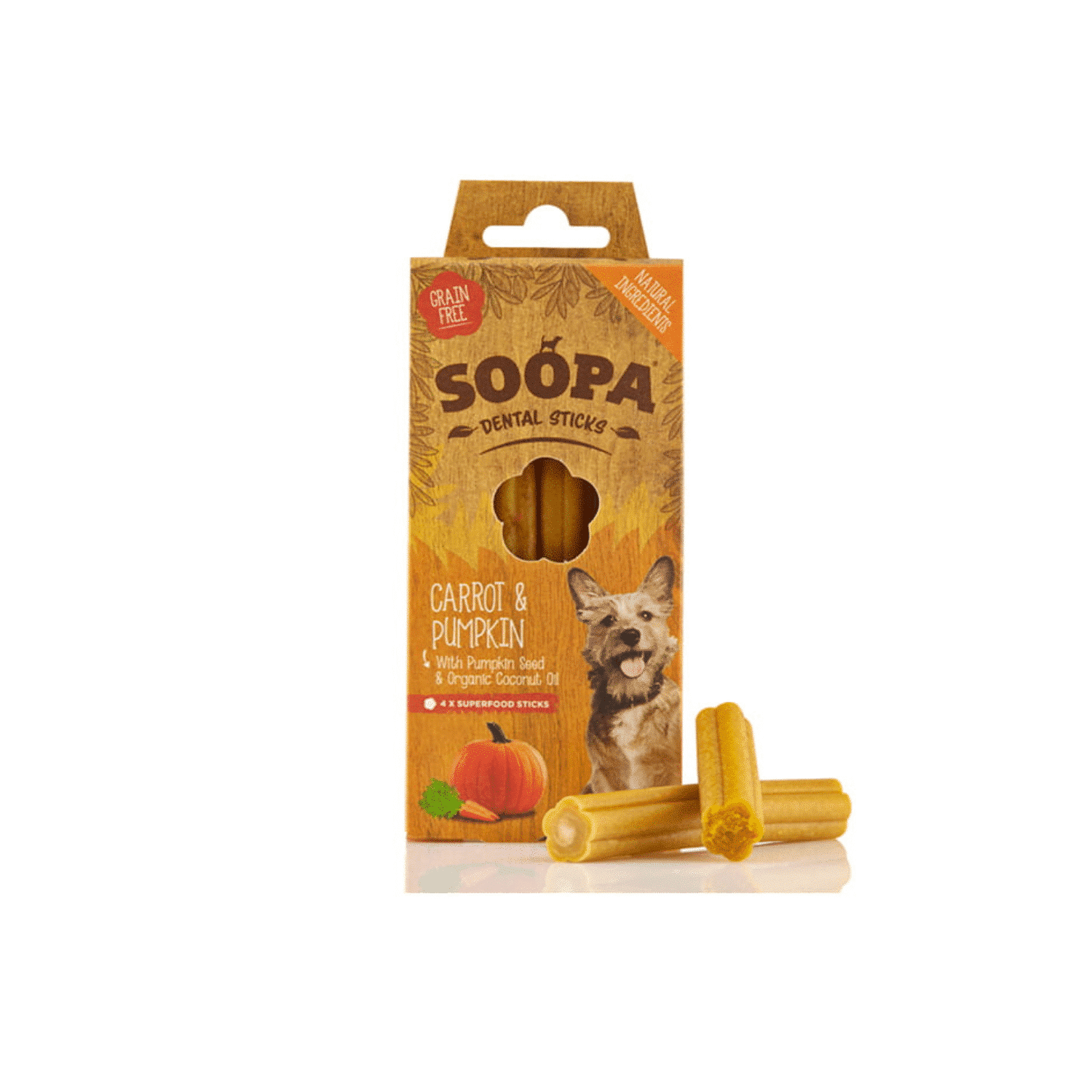 Soopa Dental Stick marchewka, dynia 25 g × 4