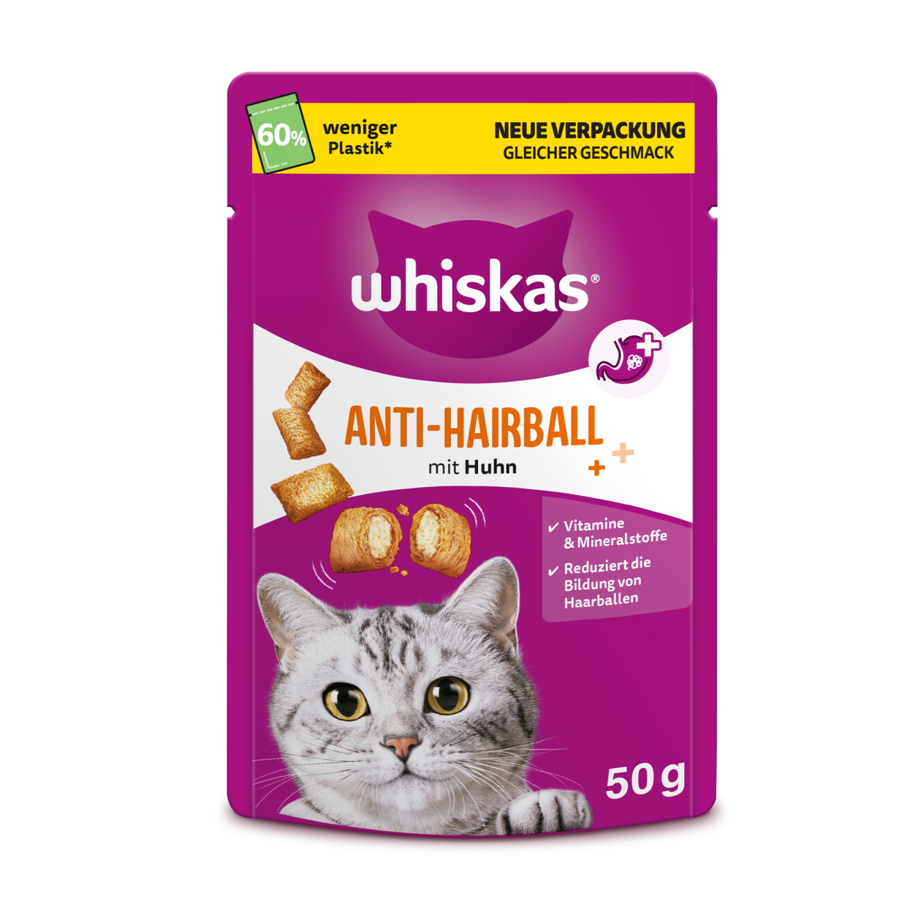Whiskas Snacks Hairball kurczak 50 g × 6