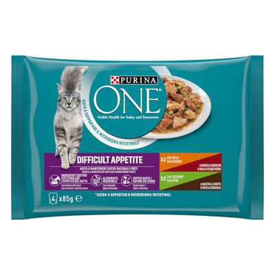 Purina ONE Difficult Appetite mix smaków w sosie adult 85 g × 4