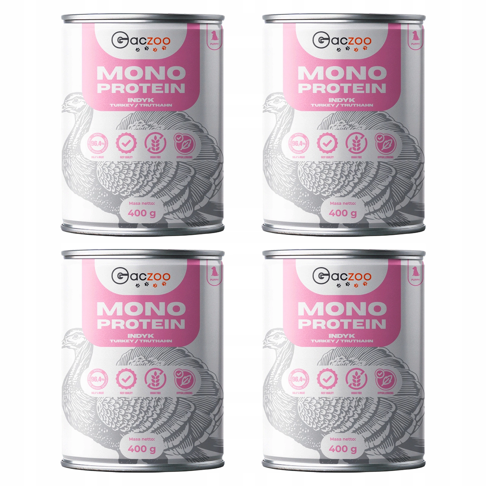 Gaczoo Mono Protein indyk puppy 400 g × 4