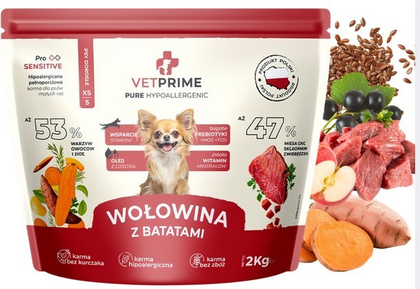 VetPrime Pure Hypoallergenic wołowina małe rasy 2 kg