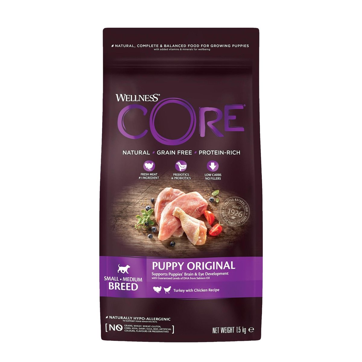 Wellness CORE indyk, kurczak puppy małe i średnie rasy 1,5 kg