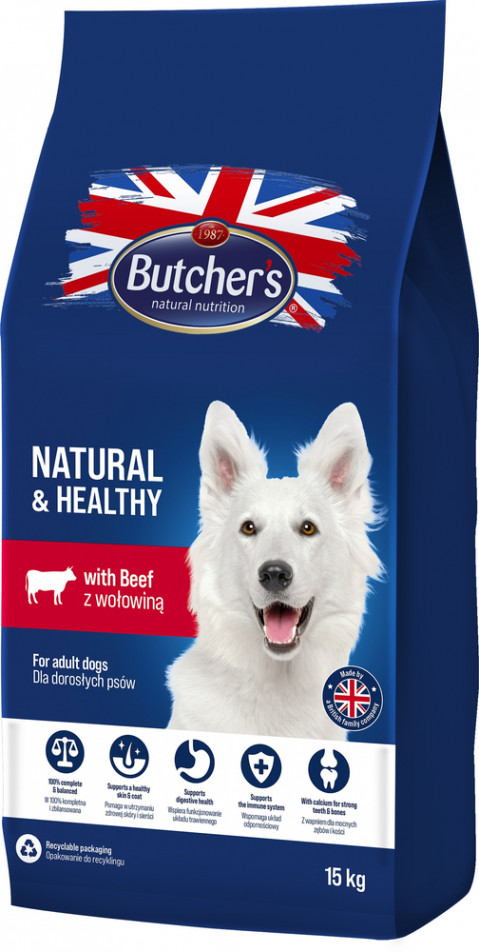 Butcher's Natural & Healthy wołowina adult 15 kg
