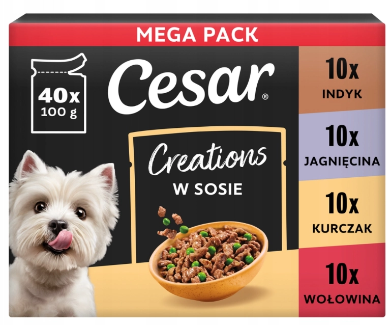 Cesar Creations indyk, jagnięcina, kurczak, wołowina 100 g × 40