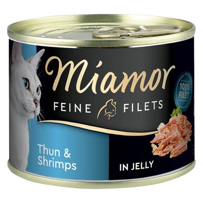 Miamor Feine Filets Sensitive tuńczyk, krewetki w galaretce 185 g × 6