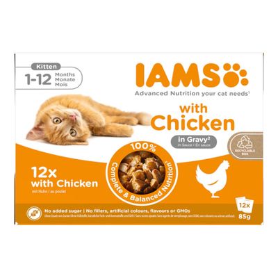 IAMS Advanced Nutrition kurczak w sosie kitten 85 g × 12