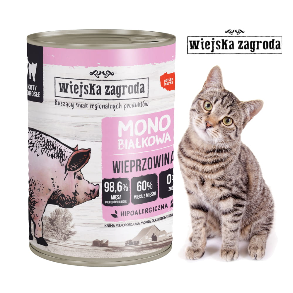 Wiejska Zagroda Mono Sensitive wieprzowina pasztet adult 400 g