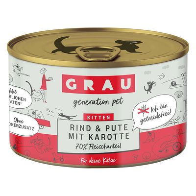 GRAU Kitten indyk, wołowina z marchewką kitten 200 g × 12